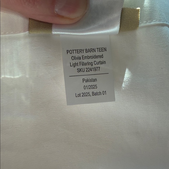 Pottery Barn Teen Ivory Curtain with Midnight Blue Floral Edge - Picture 6 of 6